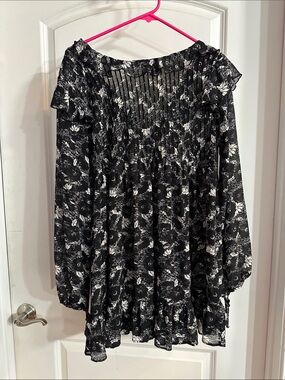 Free People Black & White Floral Tunic - Size S